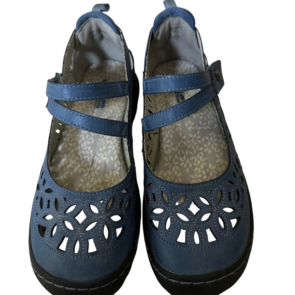 JBU Jambu 7.5M Bellarose Encore Mary Jane Memory Foam Floral Denim Vegan Leather